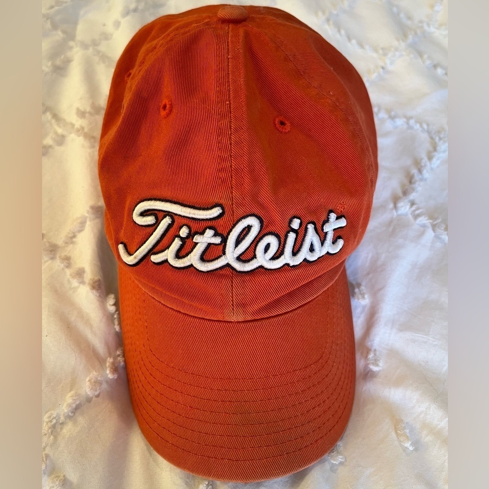 Titleist 100% Cotton Orange Hat with White Lettering Size Large
